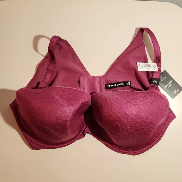 ❤️NWT VINTAGE TORRID BRA T-SHIRT BRA - LIGHTLY LINED - BACK SMOOTHING FUSCHIA - Picture 3 of 9